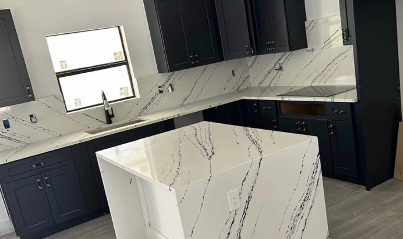 White Cabinets & Stone by S&D Kings of Marble