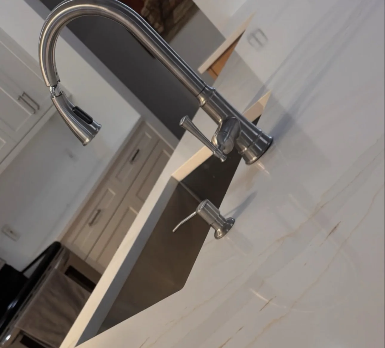 Clean White Kitchen by S&D Kings of Marble