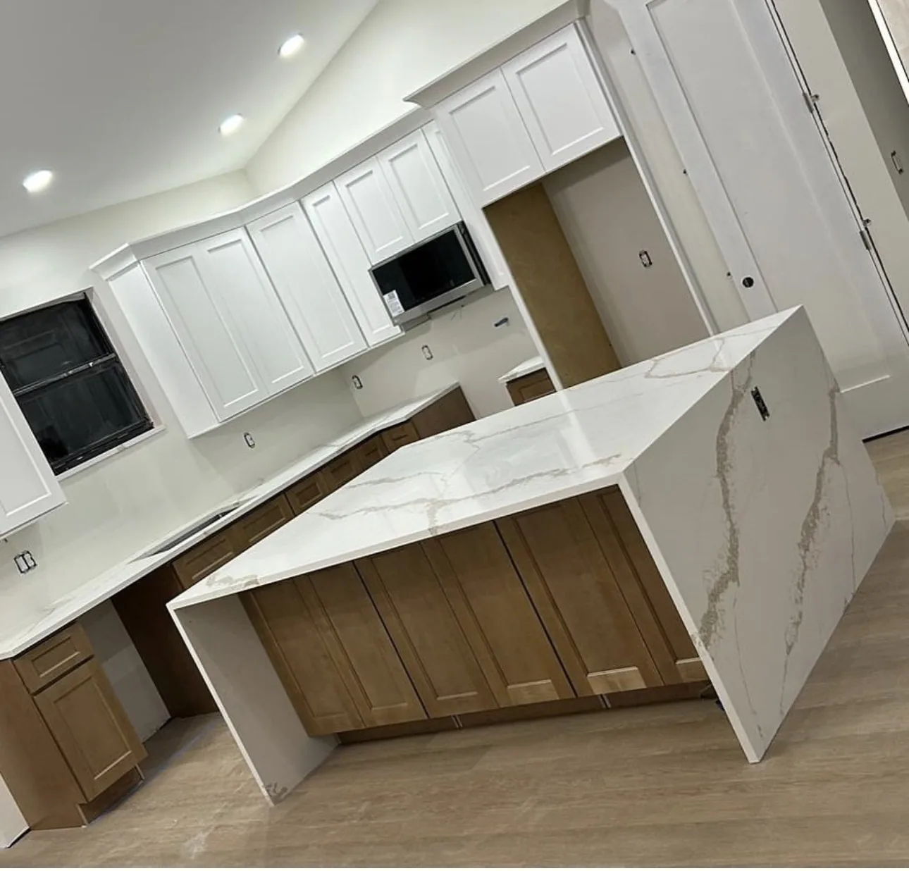 Outdoor bar with dark granite countertop